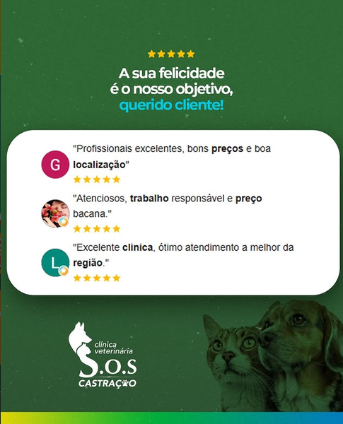 Avaliações e Satisfação dos Clientes — SOS Castração